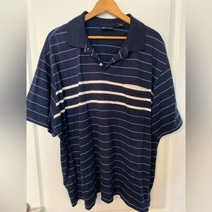 Puritan Men's Polo Shirt in Navy and White Stripes
